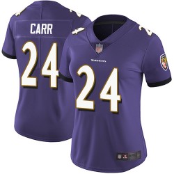 Limited Women's Brandon Carr Purple Home Jersey - #24 Football Baltimore Ravens Vapor Untouchable