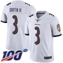 Limited Men's Robert Griffin III White Road Jersey - #3 Football Baltimore Ravens 100th Season Vapor Untouchable