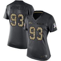 Limited Women's Chris Wormley Black Jersey - #93 Football Baltimore Ravens 2016 Salute to Service