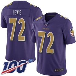 Limited Men's Alex Lewis Purple Jersey - #72 Football Baltimore Ravens 100th Season Rush Vapor Untouchable