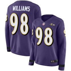 Limited Women's Brandon Williams Purple Jersey - #98 Football Baltimore Ravens Therma Long Sleeve
