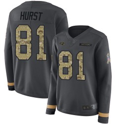 Limited Women's Hayden Hurst Black Jersey - #81 Football Baltimore Ravens Salute to Service Therma Long Sleeve