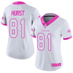 Limited Women's Hayden Hurst White/Pink Jersey - #81 Football Baltimore Ravens Rush Fashion