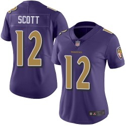 Limited Women's Jaleel Scott Purple Jersey - #12 Football Baltimore Ravens Rush Vapor Untouchable