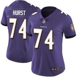 Limited Women's James Hurst Purple Home Jersey - #74 Football Baltimore Ravens Vapor Untouchable