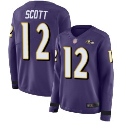 Limited Women's Jaleel Scott Purple Jersey - #12 Football Baltimore Ravens Therma Long Sleeve