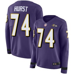 Limited Women's James Hurst Purple Jersey - #74 Football Baltimore Ravens Therma Long Sleeve