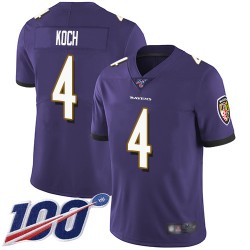 Limited Men's Sam Koch Purple Home Jersey - #4 Football Baltimore Ravens 100th Season Vapor Untouchable