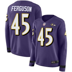 Limited Women's Jaylon Ferguson Purple Jersey - #45 Football Baltimore Ravens Therma Long Sleeve