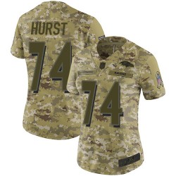 Limited Women's James Hurst Camo Jersey - #74 Football Baltimore Ravens 2018 Salute to Service