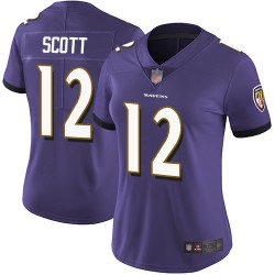 Limited Women's Jaleel Scott Purple Home Jersey - #12 Football Baltimore Ravens Vapor Untouchable