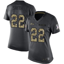 Limited Women's Jimmy Smith Black Jersey - #22 Football Baltimore Ravens 2016 Salute to Service