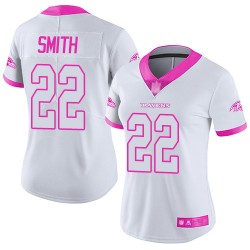 Limited Women's Jimmy Smith White/Pink Jersey - #22 Football Baltimore Ravens Rush Fashion