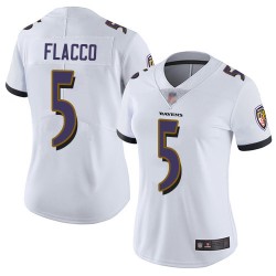 Limited Women's Joe Flacco White Road Jersey - #5 Football Baltimore Ravens Vapor Untouchable
