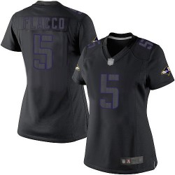 Limited Women's Joe Flacco Black Jersey - #5 Football Baltimore Ravens Impact