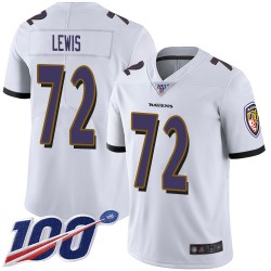 Limited Men's Alex Lewis White Road Jersey - #72 Football Baltimore Ravens 100th Season Vapor Untouchable