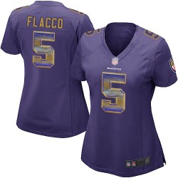 Limited Women's Joe Flacco Purple Jersey - #5 Football Baltimore Ravens Strobe