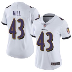 Limited Women's Justice Hill White Road Jersey - #43 Football Baltimore Ravens Vapor Untouchable