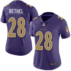 Limited Women's Justin Bethel Purple Jersey - #28 Football Baltimore Ravens Rush Vapor Untouchable