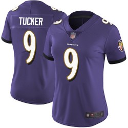 Limited Women's Justin Tucker Purple Home Jersey - #9 Football Baltimore Ravens Vapor Untouchable