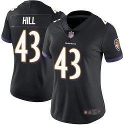 Limited Women's Justice Hill Black Alternate Jersey - #43 Football Baltimore Ravens Vapor Untouchable