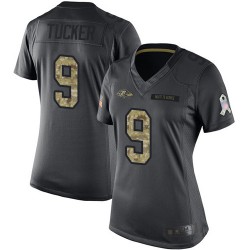 Limited Women's Justin Tucker Black Jersey - #9 Football Baltimore Ravens 2016 Salute to Service