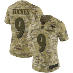 Limited Women's Justin Tucker Camo Jersey - #9 Football Baltimore Ravens 2018 Salute to Service