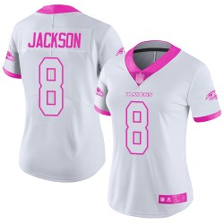 Limited Women's Lamar Jackson White/Pink Jersey - #8 Football Baltimore Ravens Rush Fashion