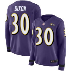 Limited Women's Kenneth Dixon Purple Jersey - #30 Football Baltimore Ravens Therma Long Sleeve