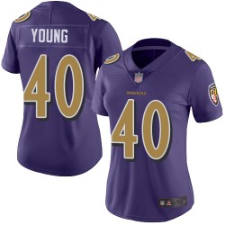 Limited Women's Kenny Young Purple Jersey - #40 Football Baltimore Ravens Rush Vapor Untouchable