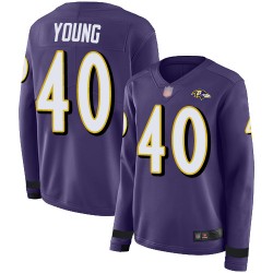 Limited Women's Kenny Young Purple Jersey - #40 Football Baltimore Ravens Therma Long Sleeve