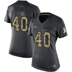 Limited Women's Kenny Young Black Jersey - #40 Football Baltimore Ravens 2016 Salute to Service