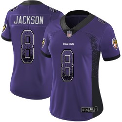 Limited Women's Lamar Jackson Purple Jersey - #8 Football Baltimore Ravens Rush Drift Fashion