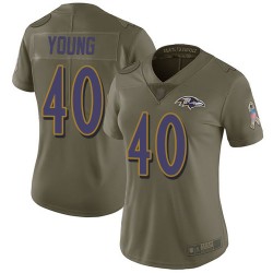 Limited Women's Kenny Young Olive Jersey - #40 Football Baltimore Ravens 2017 Salute to Service