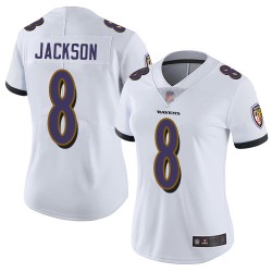 Limited Women's Lamar Jackson White Road Jersey - #8 Football Baltimore Ravens Vapor Untouchable
