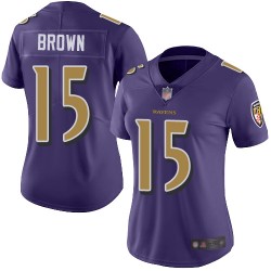 Limited Women's Marquise Brown Purple Jersey - #15 Football Baltimore Ravens Rush Vapor Untouchable