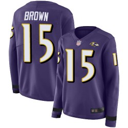 Limited Women's Marquise Brown Purple Jersey - #15 Football Baltimore Ravens Therma Long Sleeve