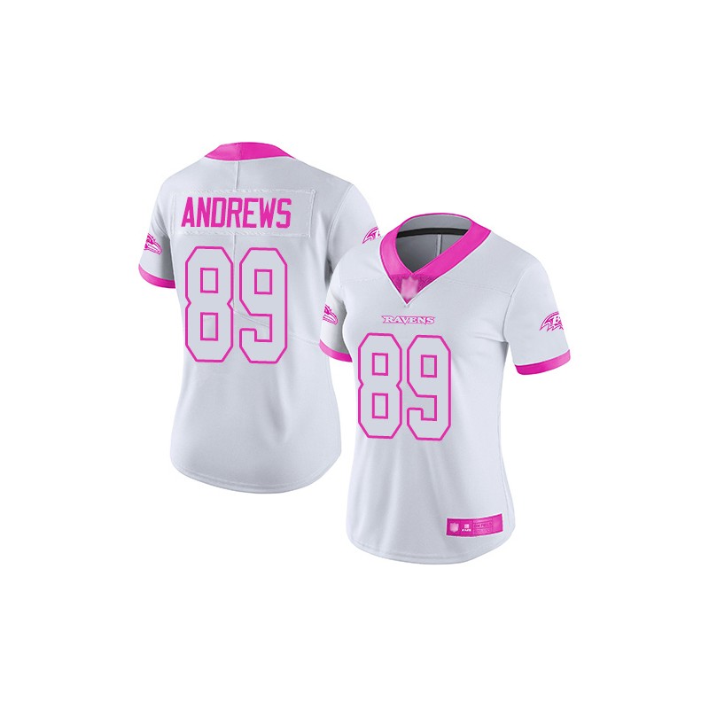Limited Women's Mark Andrews White/Pink Jersey - #89 Football Baltimore  Ravens Rush Fashion Size S