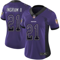 Limited Women's Mark Ingram II Purple Jersey - #21 Football Baltimore Ravens Rush Drift Fashion