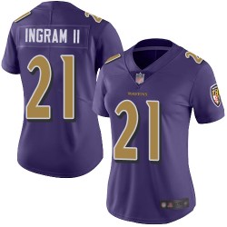 Limited Women's Mark Ingram II Purple Jersey - #21 Football Baltimore Ravens Rush Vapor Untouchable
