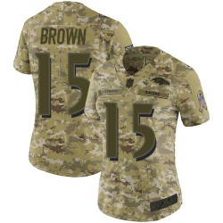Limited Women's Marquise Brown Camo Jersey - #15 Football Baltimore Ravens 2018 Salute to Service