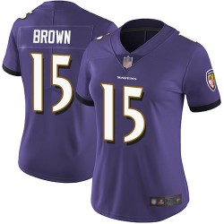 Limited Women's Marquise Brown Purple Home Jersey - #15 Football Baltimore Ravens Vapor Untouchable