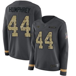 Limited Women's Marlon Humphrey Black Jersey - #44 Football Baltimore Ravens Salute to Service Therma Long Sleeve