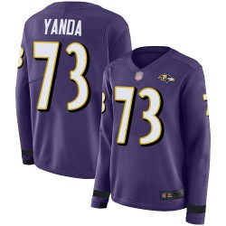 Limited Women's Marshal Yanda Purple Jersey - #73 Football Baltimore Ravens Therma Long Sleeve