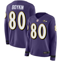 Limited Women's Miles Boykin Purple Jersey - #80 Football Baltimore Ravens Therma Long Sleeve