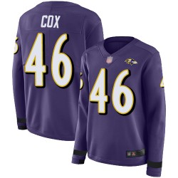 Limited Women's Morgan Cox Purple Jersey - #46 Football Baltimore Ravens Therma Long Sleeve