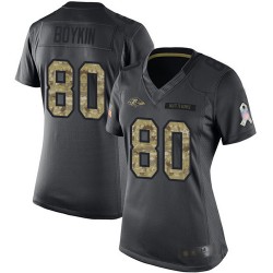 Limited Women's Miles Boykin Black Jersey - #80 Football Baltimore Ravens 2016 Salute to Service
