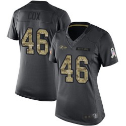 Limited Women's Morgan Cox Black Jersey - #46 Football Baltimore Ravens 2016 Salute to Service