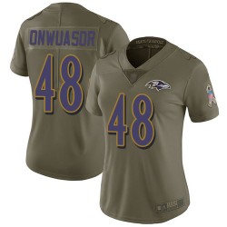 Limited Women's Patrick Onwuasor Olive Jersey - #48 Football Baltimore Ravens 2017 Salute to Service