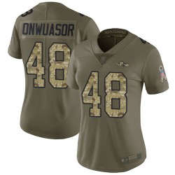 Limited Women's Patrick Onwuasor Olive/Camo Jersey - #48 Football Baltimore Ravens 2017 Salute to Service